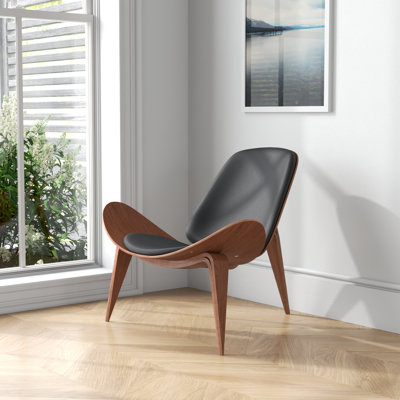 Chaise d'appoint rembourrée Andalyn, méridienne moderne Mid Century, chaises d'appoint en bois massif Tripode