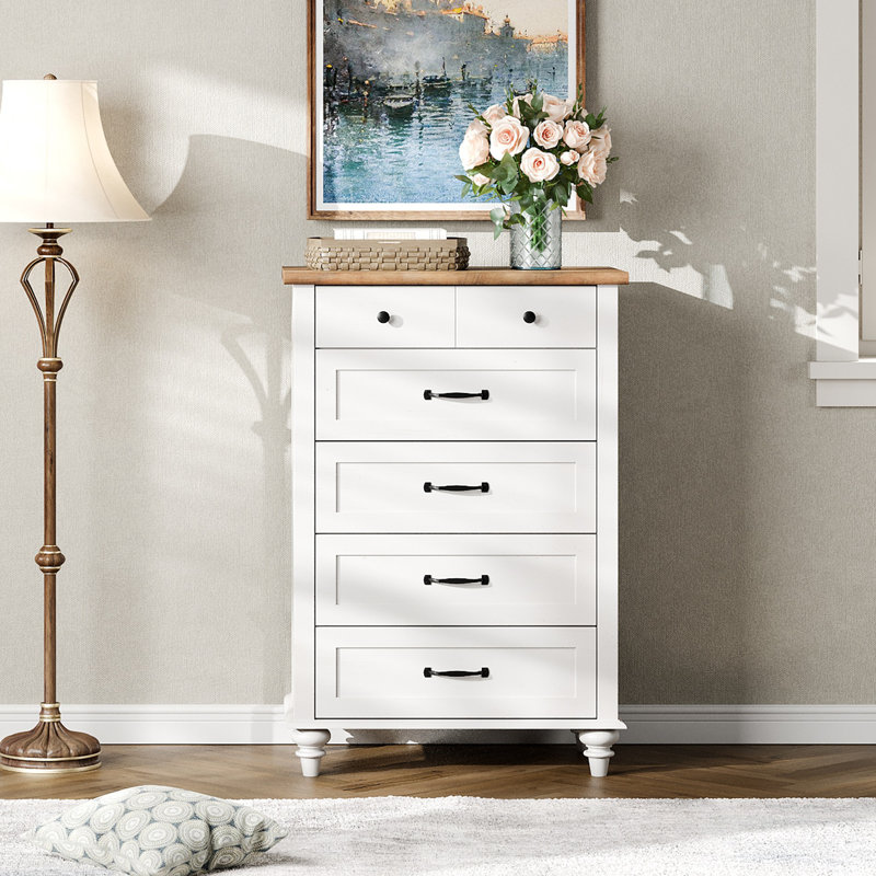 Commode 5 tiroirs Corretta, Blanc