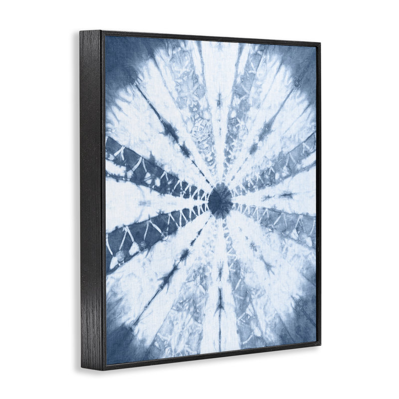 «Blue Tie Dye Sunburst», art de la giclée encadrée par Jason Johnson, Giclée encadrée noir minuit, H 14 po x l 11 po