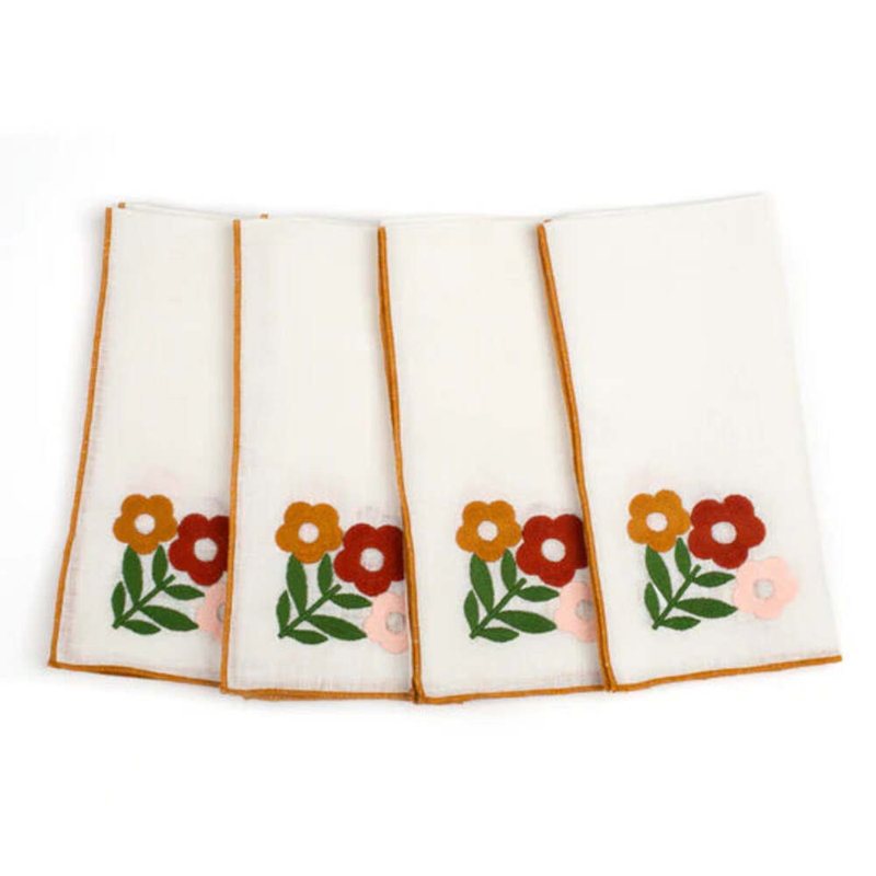 Floral Square Napkins, Orange