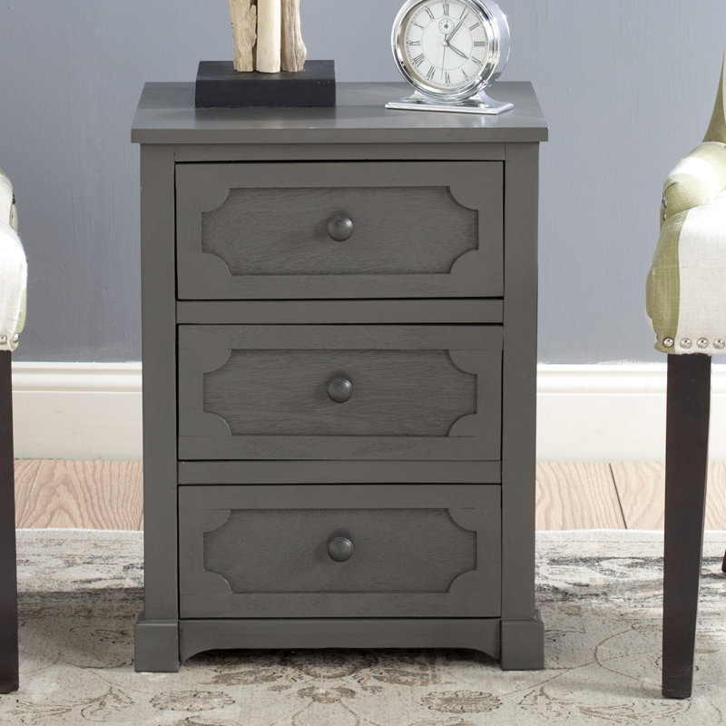 Calvo 43.18cm W Solid + Manufactured Wood Bedside Table, Grey