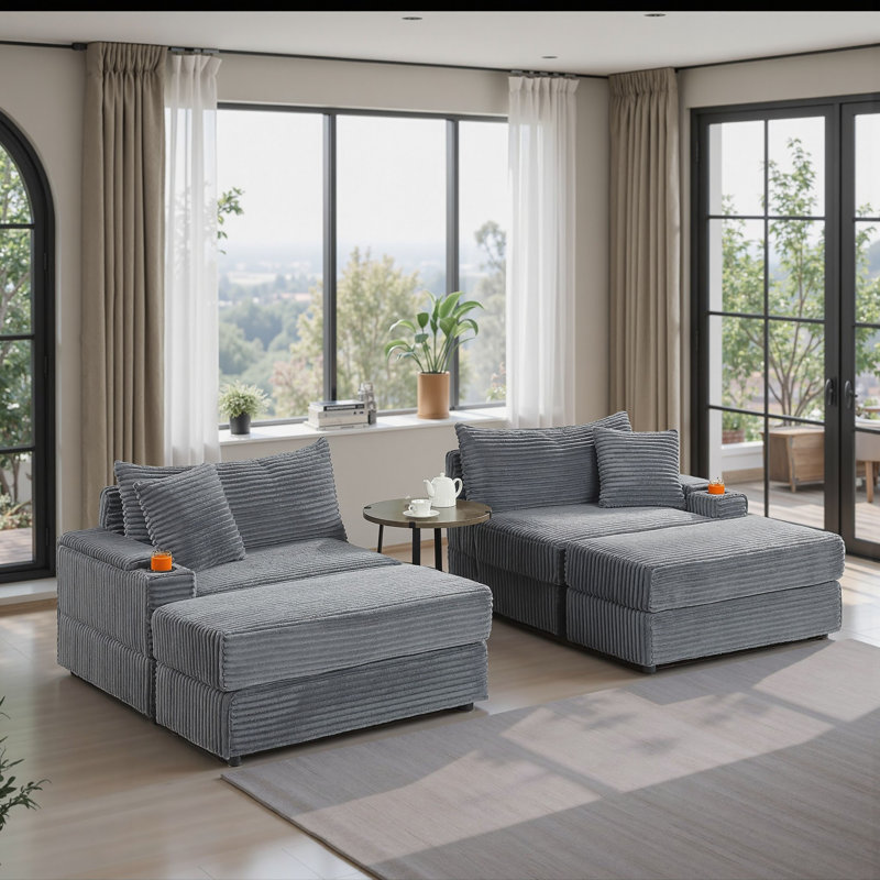 Canapé modulaire inclinable 89 po, Gris