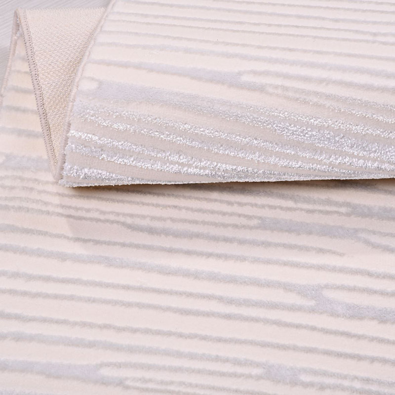 Tapis crème moderne antidérapant lavable à la machine, Rectangle 4 pi x 7 pi 3 po