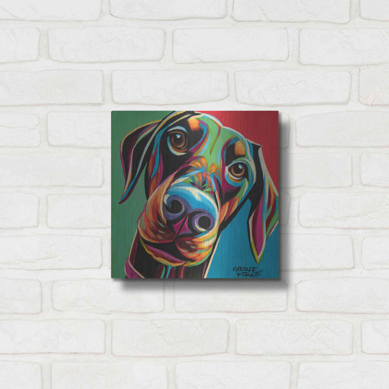 «Chroma Dogs I» par Carolee Vitaletti, art mural en métal, H 12 po x l 12 po x P 0,13 po