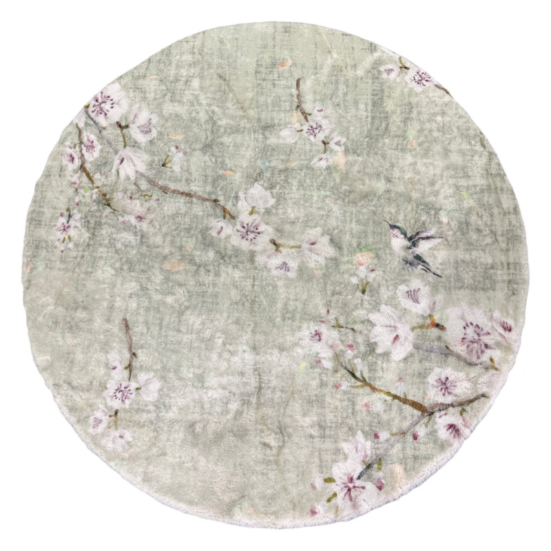 Floral Area Rug, Celadon, Rectangle 1'8" x 2'6"