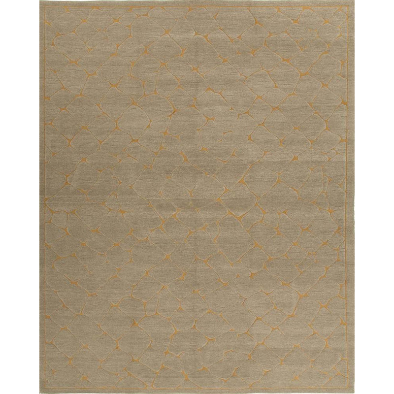 Brocatel Azm Geometric Area Rug in Taupe/Gold
