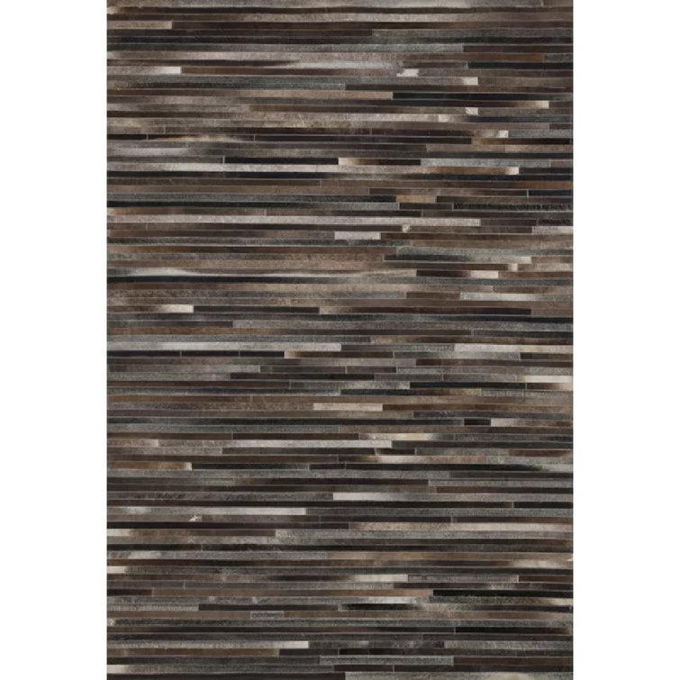 Tapis gris anthracite en cuir de vache fabriqué à la main Murtaz