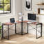 Ensemble de bureau en L en forme de L avec ensemble de chaise pivotante en velours, bureau de jeu d'angle convertible et ensemble de chaises de travail en velours à hauteur réglable, poste de travail 490 LBS-133631961