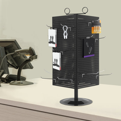 Display Stand Perforated Panel Display Stand 4-Sided 360° Revolving Display Stand With 20 Hooks