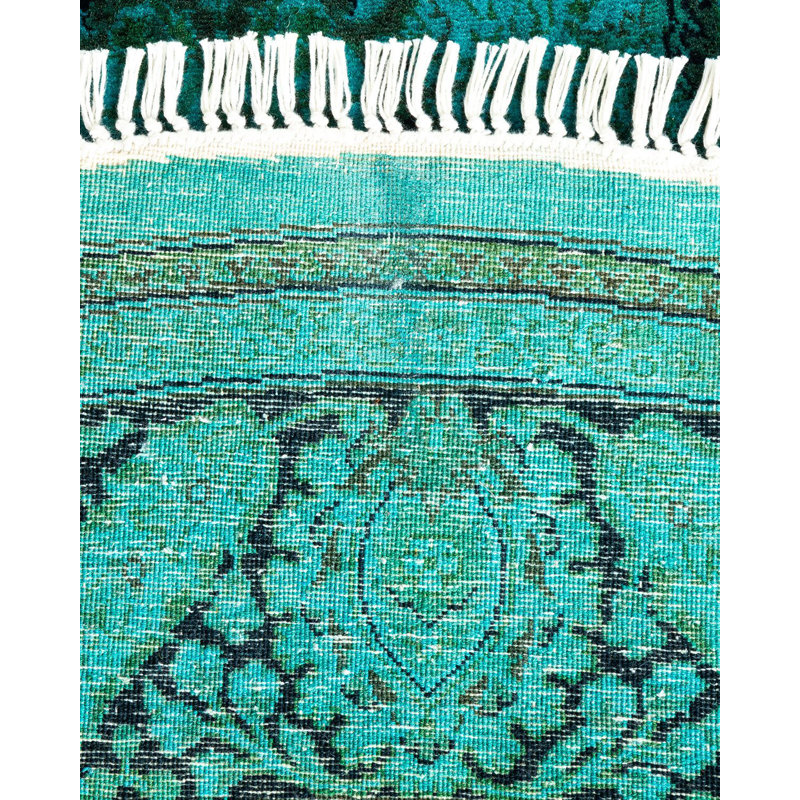 Tapis bleu noué à la main de conception unique Holsworth - bleu