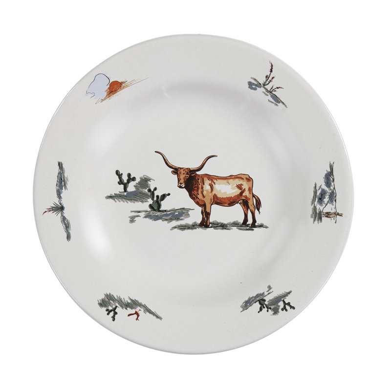 Longmeadow Duffle Bag Ceramic Animal Print Western Style 16 Piece Dinnerware Set
