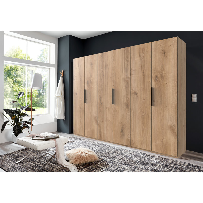 Guardino 6 Door Wardrobe, Plank Oak, 236cm H x 300cm W x 58cm D