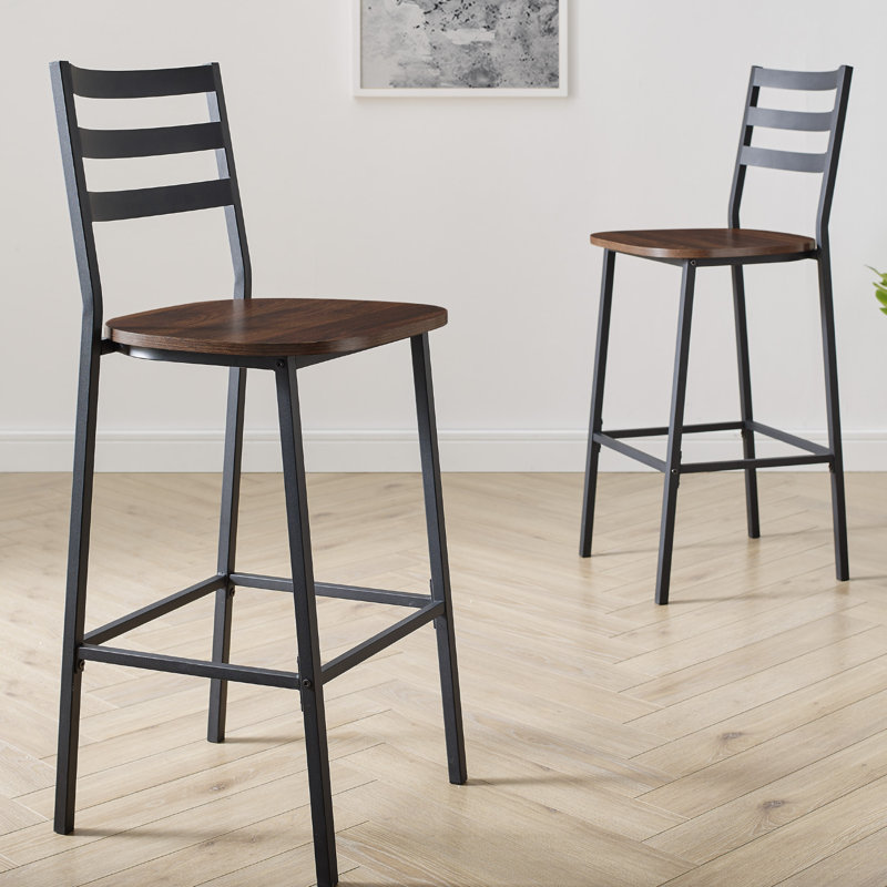 Tabouret de comptoir industriel 26 po Margr, Noyer foncé