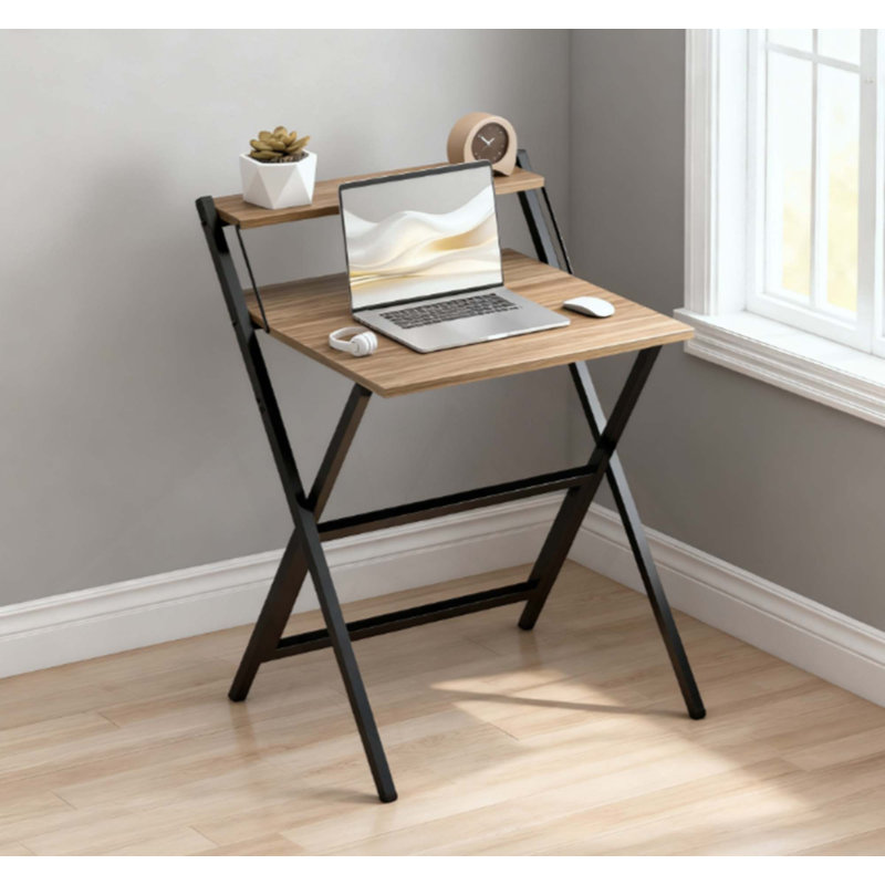 Bureau d'ordinateur pliable, avec tablette pour moniteur pour petit espace, bureau à domicile, bureau, Gris naturel
