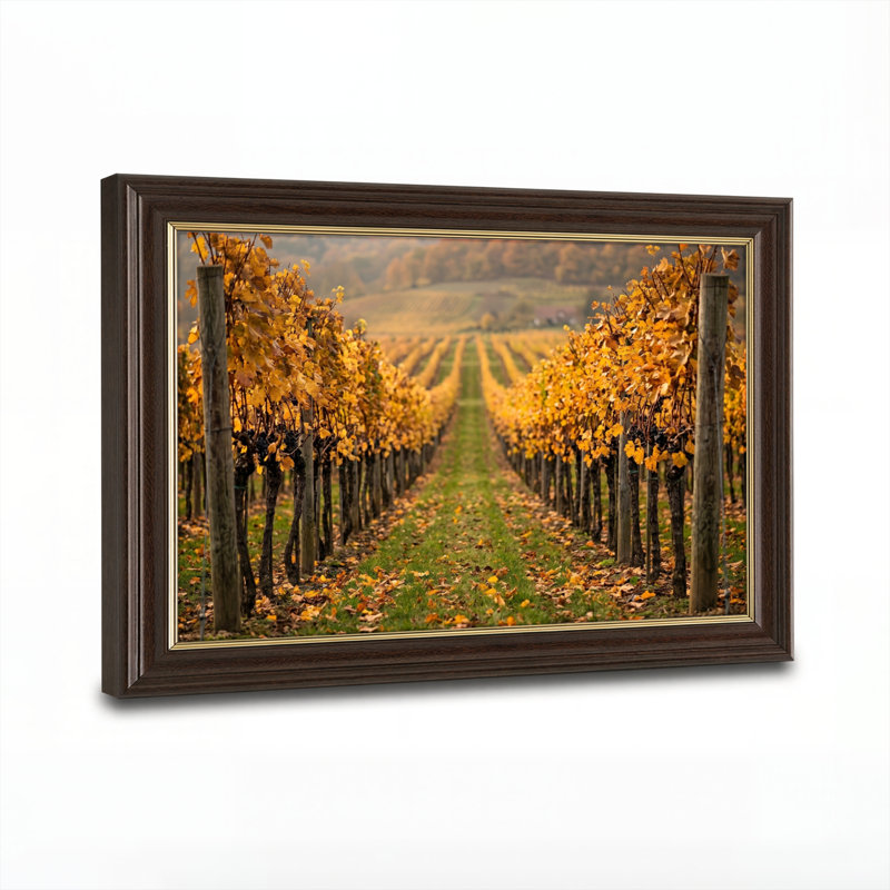Art mural antique sur toile encadré doré pour le salon, la chambre à coucher, le bureau ou le vestibule - décoration murale décorative avec vignoble d'automne