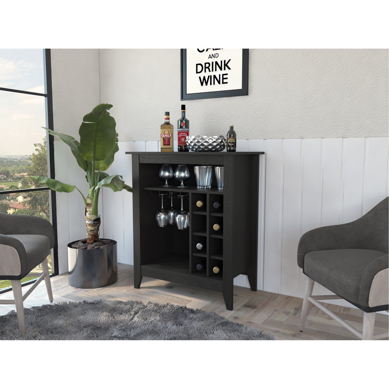 New Canaan 6-Bottle 1-Drawer 1-Shelf Bar Cabinet Black Wengue