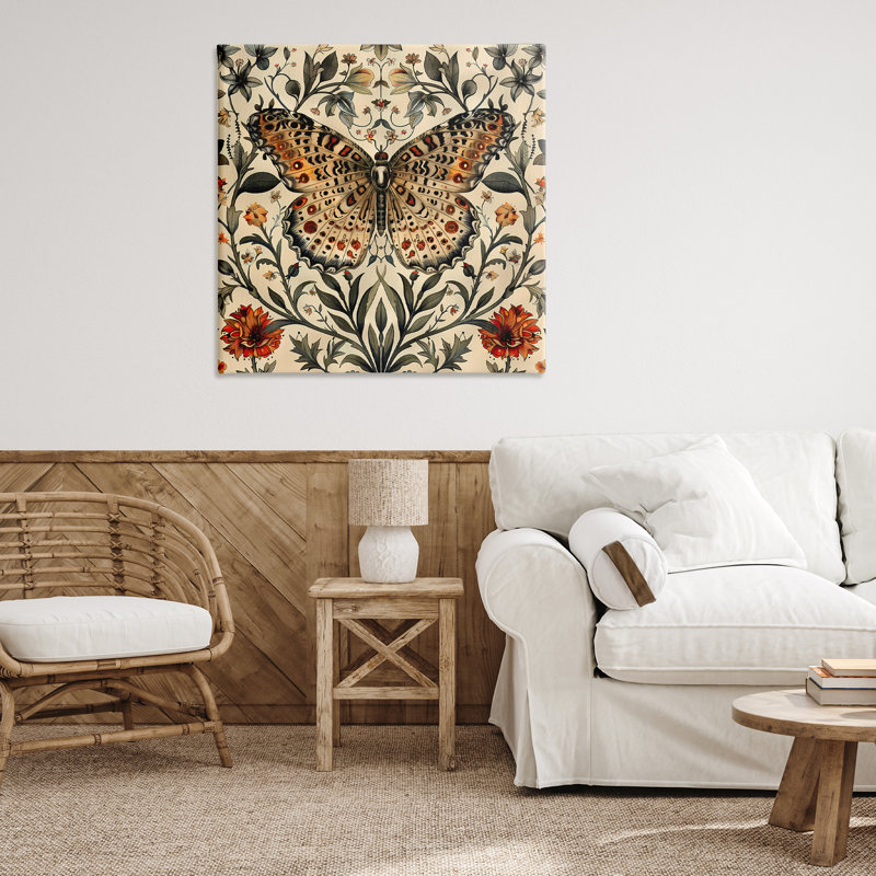 «Baroque Butterfly & Botanicals», art mural sur toile par Walker Noble, H 36 po x l 36 po