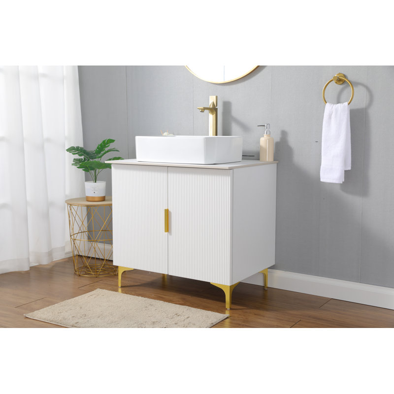 30"Modern White Vessel Sink Vanity, White