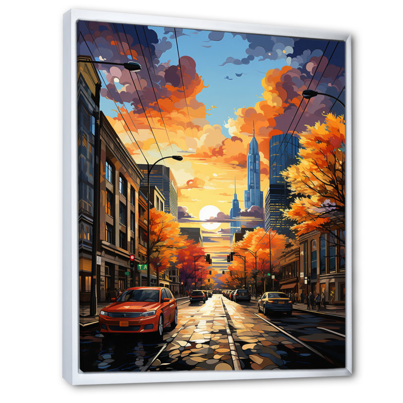 City Minneapolis Popart II sur toile, H 40 po x l 30 po x P 1,5 po, Cadre flottant blanc
