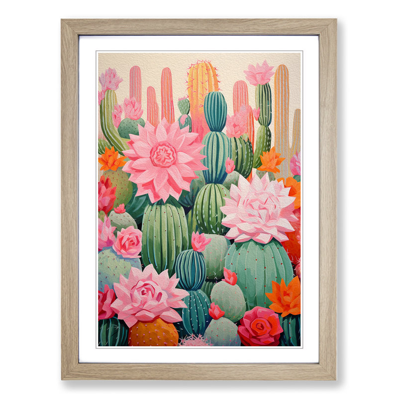 Cactus Abstract No.2 - Framed Print, Oak Framed, 64cm H x 46cm W x 2cm D
