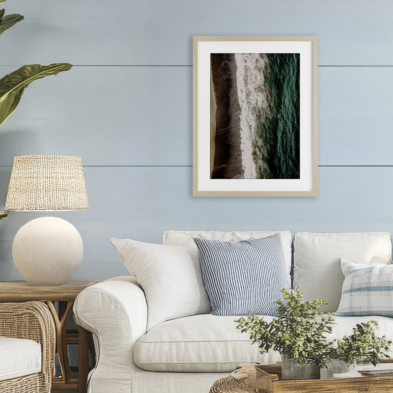 «Move Gely Vertical Coast», reproduction encadrée sous verre, conception de Nathan Larson, Cadre de récolte en pin
