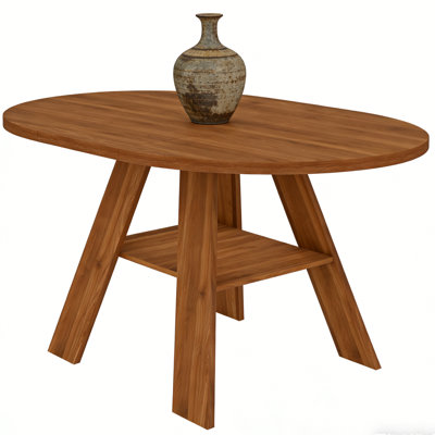 Extendable Round Dining Table For 4-6, Oval Dinner Kitchen Table With Storage, Circle Table With Leaf