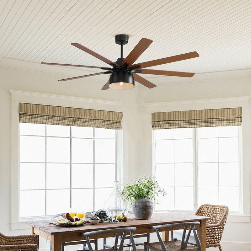 Ventilateur de plafond moderne à pales en contreplaqué de 52 po / 66 po avec ensemble d'éclairage et télécommande intelligente Bartling