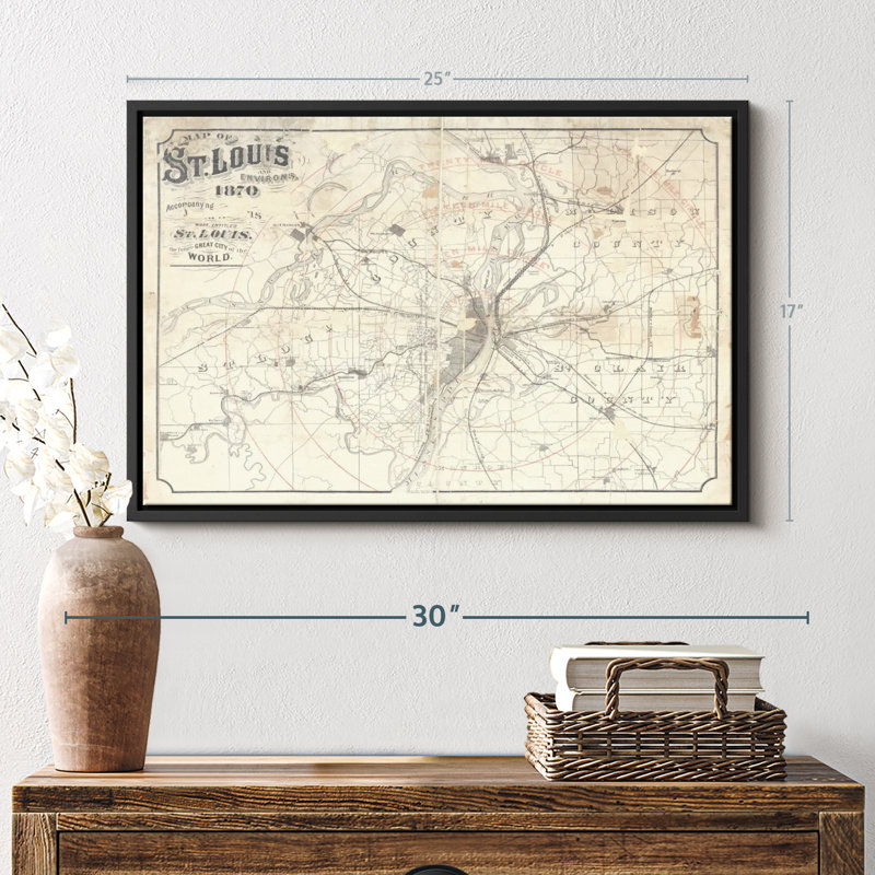 Impression rétro sur toile, carte rétro de St Louis II, H 17 po x l 25 po