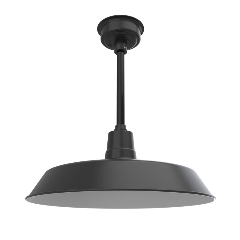 Luminaire suspendu en forme de dôme à 1 lumière DEL Haleigh, Noir mat / noir, H 48 po x l 22 po x P 22 po