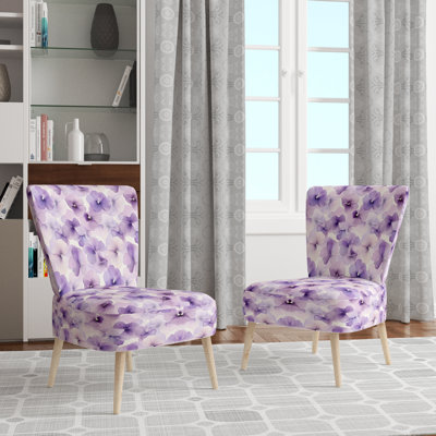Floral Accent Chair - Soft Pansy Purple Side Chair