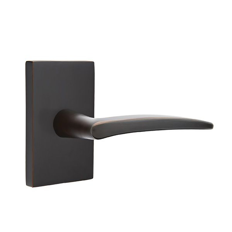 Poseidon Flat Passage (Hall & Closet) Door Lever with Rectangle Rosette, Right, Oil Rubbed Bronze