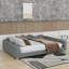 Canapé-lit double en tissu Sherpa rembourré avec dossier en forme de nuage-655367068-655367069