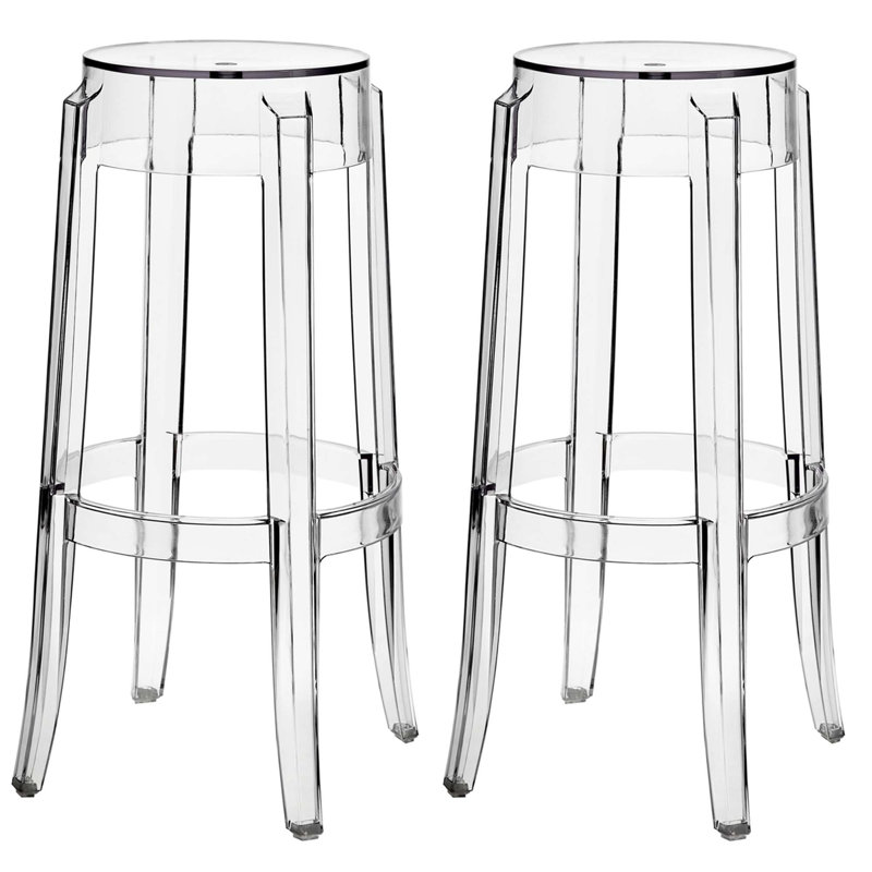 Casper Bar Stool Backless Set Of 2 In Clear