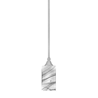 Stem Hung Mini Pendant Shown In Brushed Nickel Finish With 3.5" Square Onyx Swirl Glass
