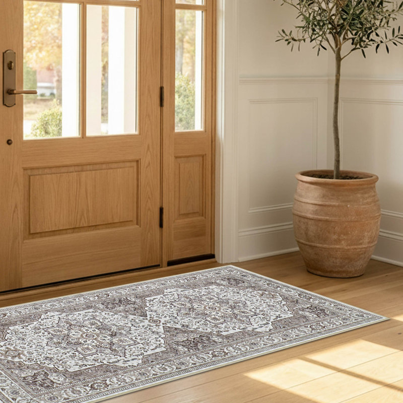 Dream Mink Rylan Printed Chenille Rugs, 2' x 4', Beige