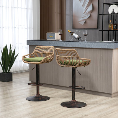 COOLMORE Modern Swivel Bar Stools Set Of 2 Adjustable Counter Height Chairs With Footrest For Kitchen, Dining Room