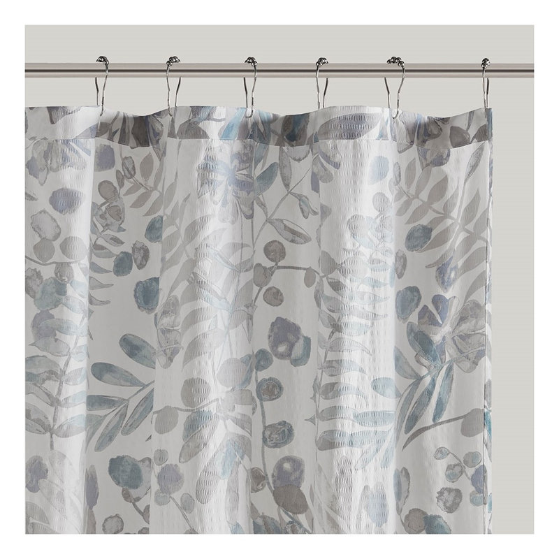 Rideau de douche en seersucker imprimé - 183 x 183 cm, multicolore, à motifs floraux, en polyester, décoration de salle de bain