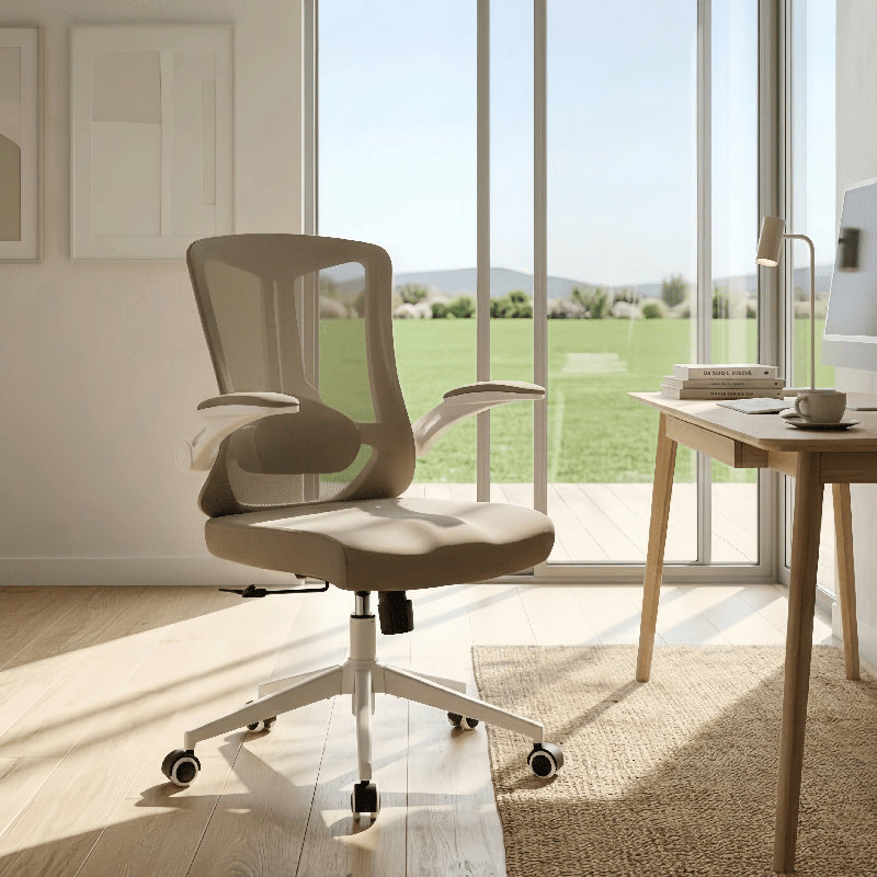 Norberta Home Ergonomic Office Chair With Lumbar Support, Swivel High Back Computer Chair, Breathable Mesh Desk Chair, PU Silent Wheels, Flip-Up Arms350LBS Capacity