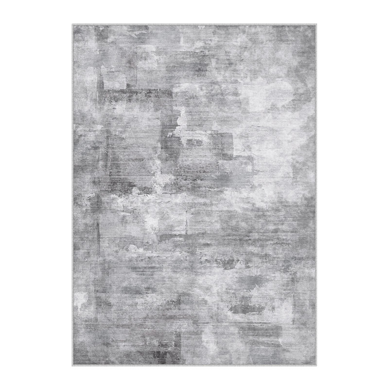 Oriental Light Grey Area Rug, Grey, Rectangle 3' x 5'