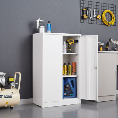 Armoire de rangement en métal durable avec portes verrouillables, tablettes réglables et conception facile à plier pour la maison, le bureau, l'école et le garage