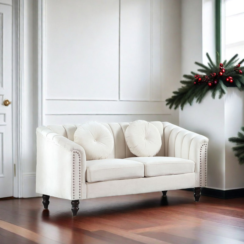 Causeuse rembourrée Melitta, Velours beige