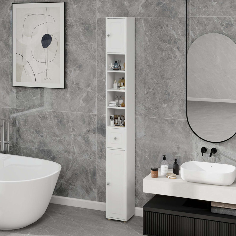 Armoire de salle de bain autoportante 71 po avec 4 tablettes réglables 71 po