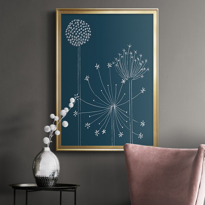 Impression graphique encadrée Premium Alliums I - prête à être accrochée, H 42,5 po x l 30,5 po x P 1 po, Or
