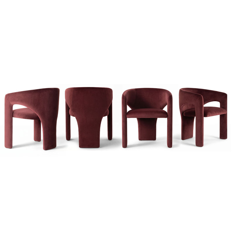 Ensemble de 4 chaises de salle à manger Modern Velvet, Bourgogne