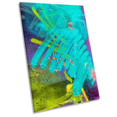 Turquoise Graffiti Urban - Wrapped Canvas Painting