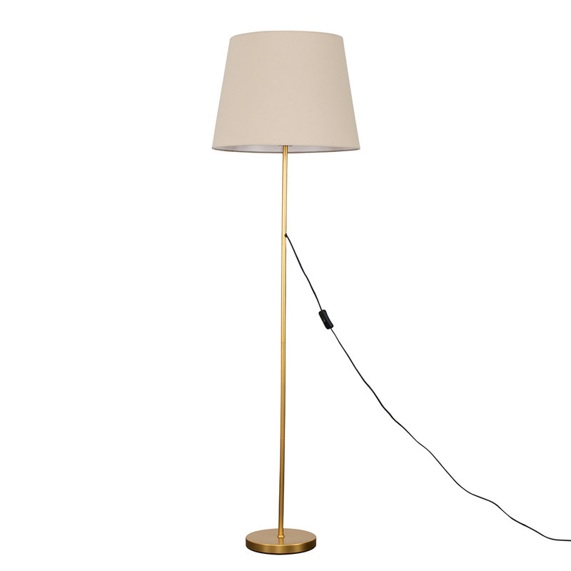 Bekbele 158cm Traditional Floor Lamp, Yes, Beige, Brushed Chrome