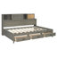 Lit de jour en bois avec 3 tiroirs de rangement, tableau souple supérieur, tablette et ensemble de prises et ports USB-405585975