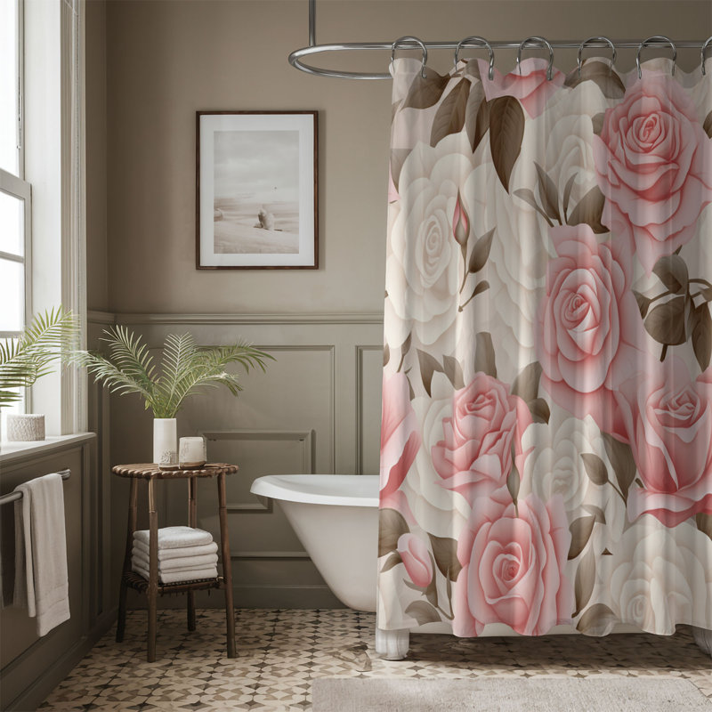 Rideau de douche 1 pièce Petal Pink, H 74 po x l 71 po