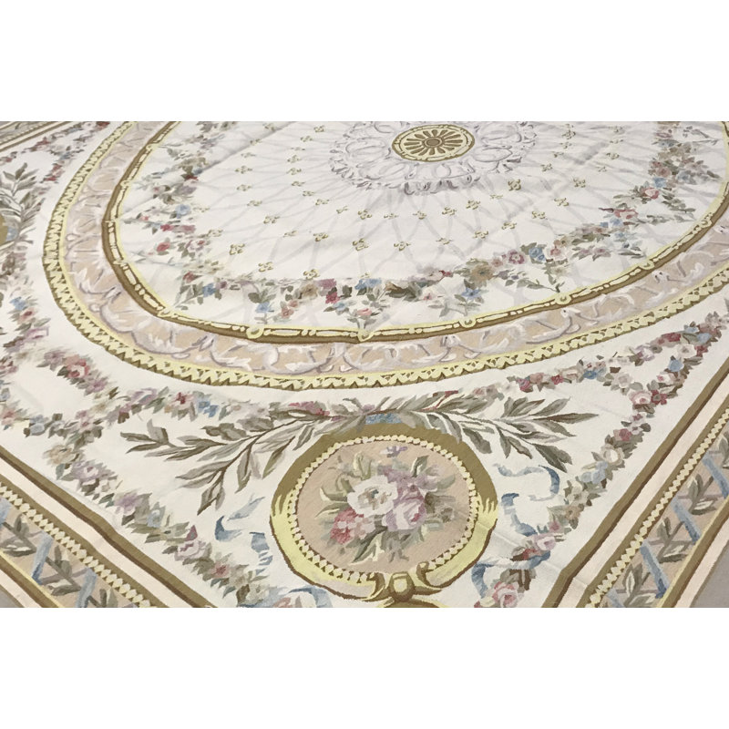 Hand-Knotted High-Quality Beige and Beige Area Rug