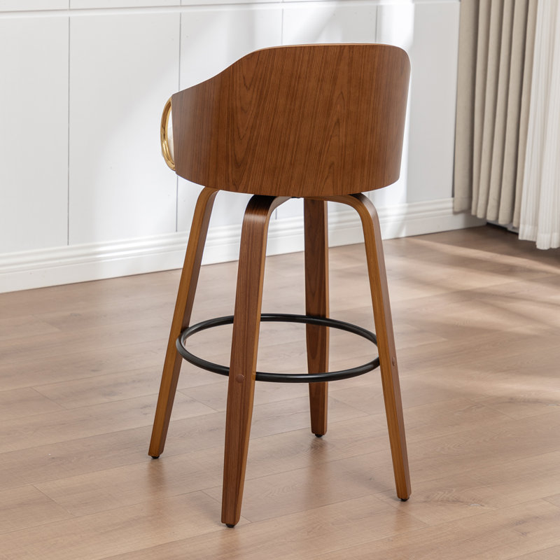 Swivel Upholstered Counter Stool, White, Counter Stool (25" Seat Height)